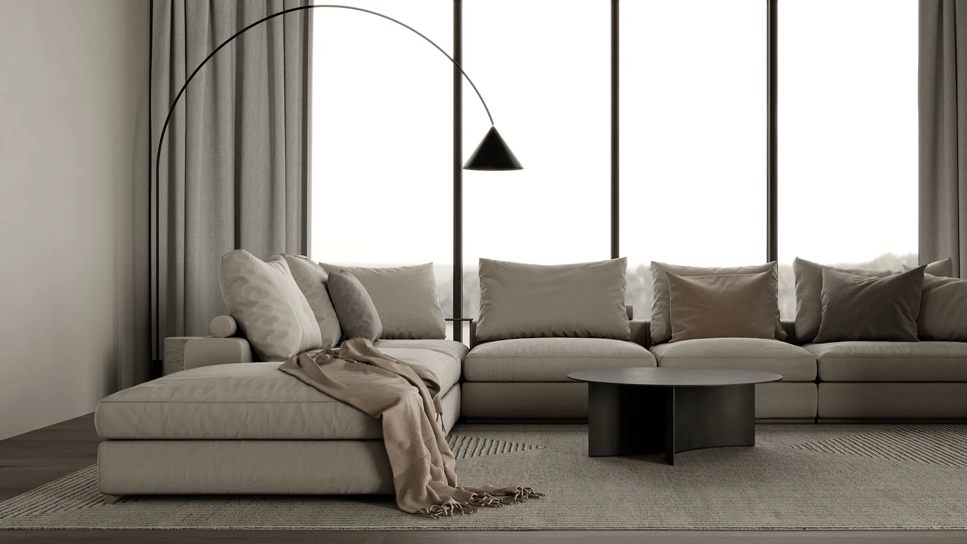 Мінімалістичний дизайн інтер'єру вітальні